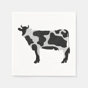 Cow Black and White Silhouette Napkin