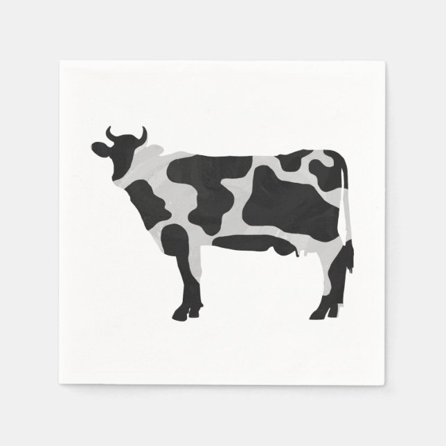 Cow Black and White Silhouette Napkin (Front)