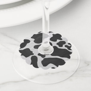 Cow Black and White Spots Wine Skirts Glass Tag