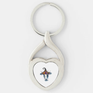 Cow Black White Halloween Witch Key Ring