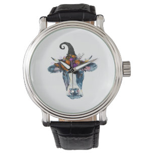 Cow Black White Halloween Witch Watch