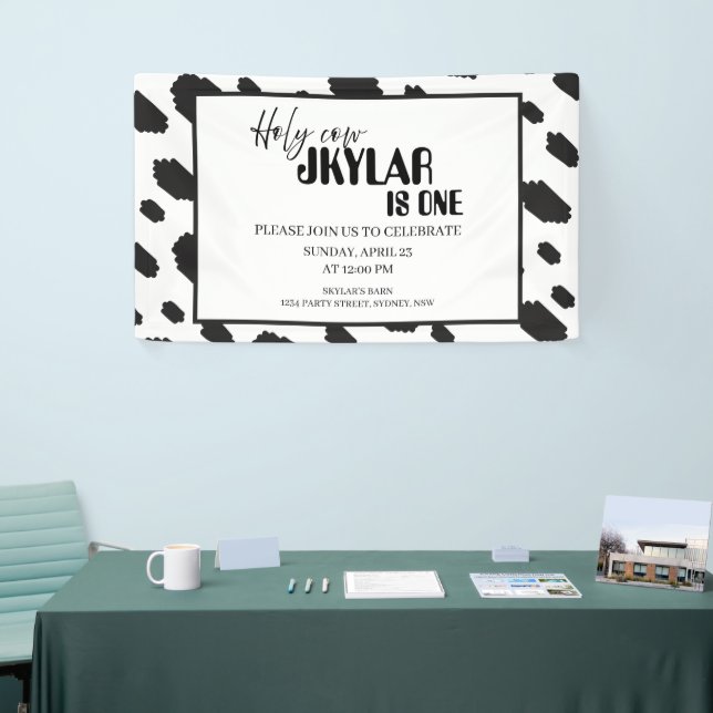 Cow Black White Spots Fur Banner (Tradeshow)