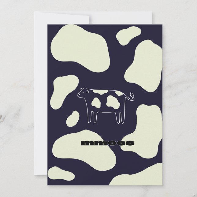 Cow black & white thank you card (Front)