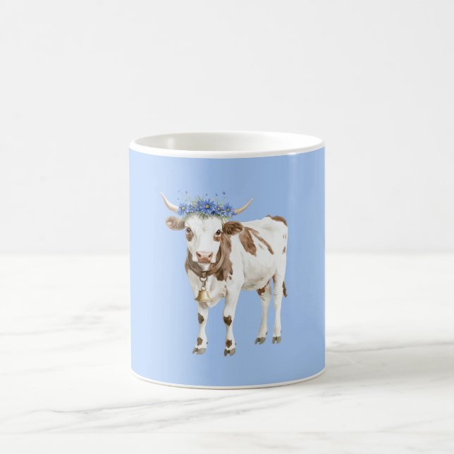 Cow Blue Flowers Coffee Mug (Center)
