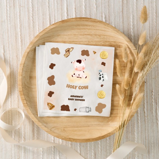 Cow Boho Baby Shower Neutral Napkin (Creator Uploaded)