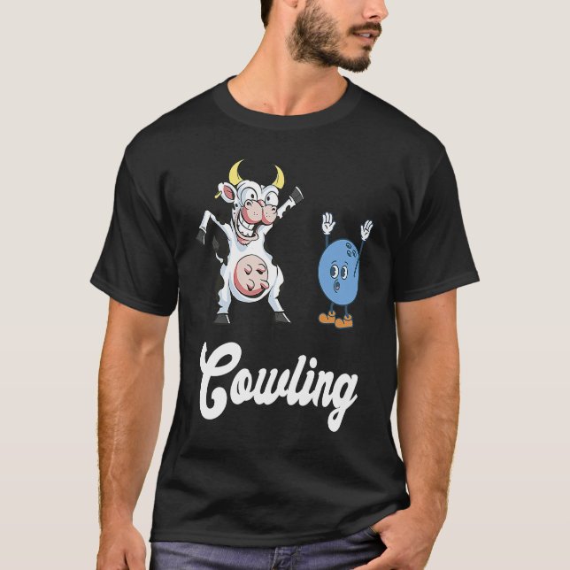 Cow Bowler Bowling Pin Funny Bowling Strike Bowlin T-Shirt (Front)