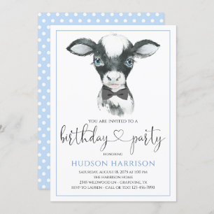 Cow Boy Farm Birthday Party Invitations