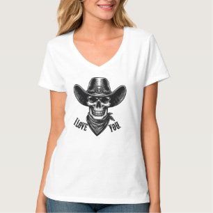 Cow Boy Western Halloween Ghost I Love You T Shirt
