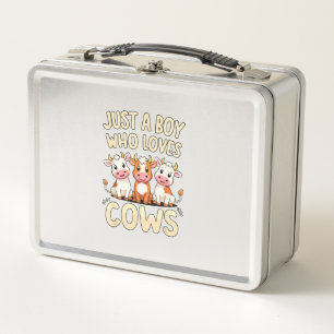 Cow _ Boys & Toddler, Just A Boy Who Loves Cows, C Metal Lunch Box