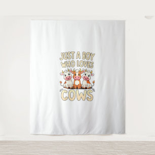 Cow _ Boys & Toddler, Just A Boy Who Loves Cows, C Tapestry