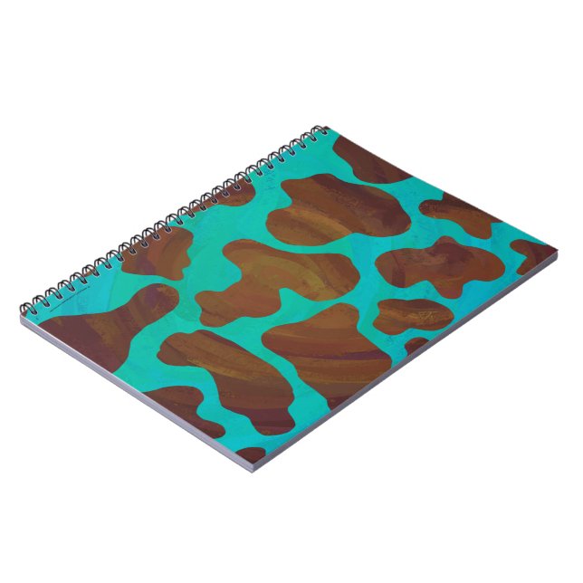 Cow Brown and Teal Print Notebook (Left Side)