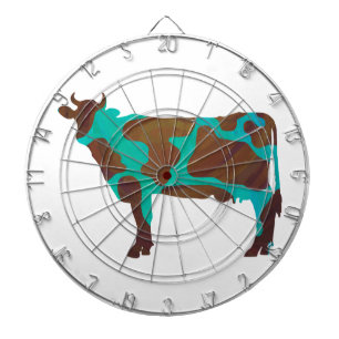Cow Brown and Teal Silhouette Dartboard