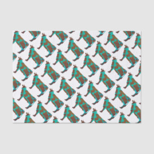 Cow Brown and Teal Silhouette Tissue Paper