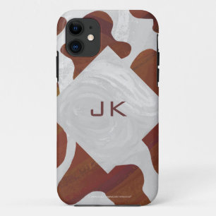 Cow Brown and White Monogram Case-Mate iPhone Case