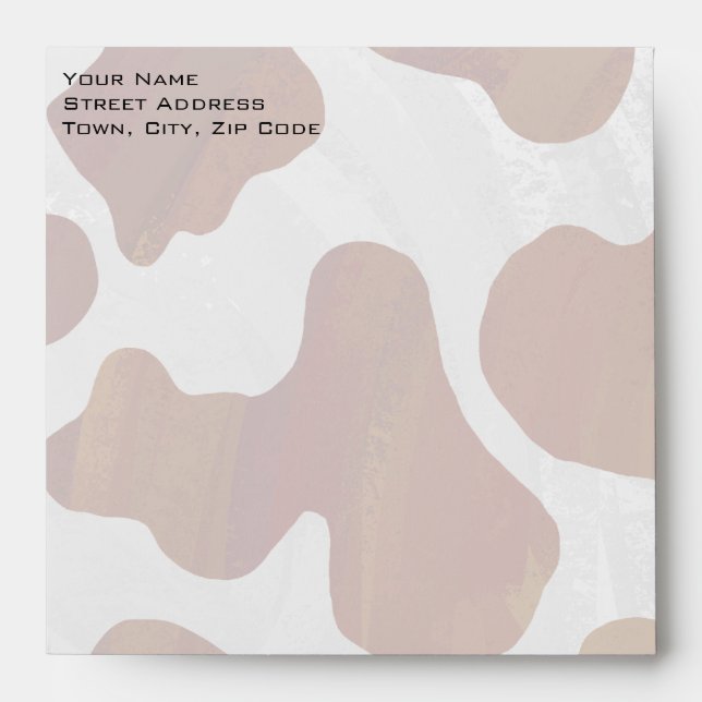 Cow Brown and White Monogram Envelope (Front)