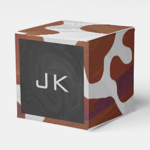 Cow Brown and White Monogram Favour Box