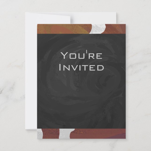 Cow Brown and White Monogram Invitation (Front)