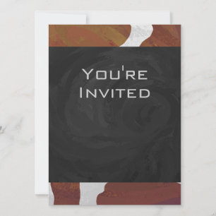 Cow Brown and White Monogram Invitation
