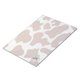 Cow Brown and White Monogram Notepad