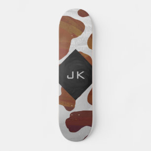 Cow Brown and White Monogram Skateboard