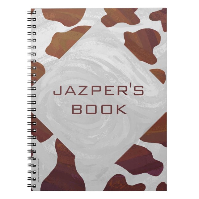 Cow Brown and White Monogram Spiral Notebook (Front)