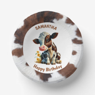 Cow Brown and White Paper Plate