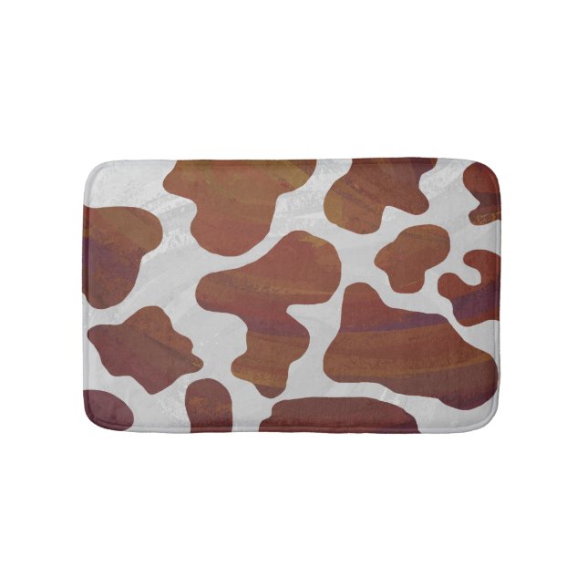 Cow Brown and White Print Bath Mat (Front)