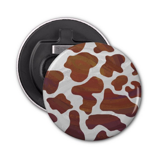 Cow Brown and White Print Bottle Opener (Front)