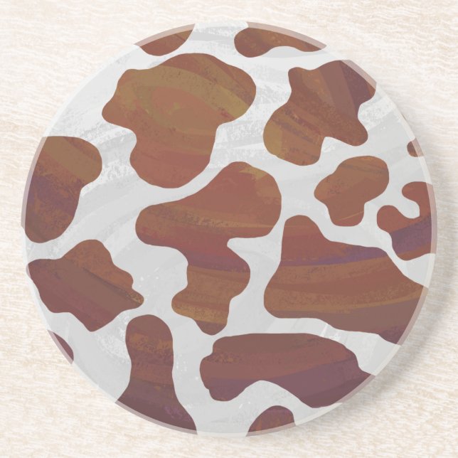 Cow Brown and White Print Coaster (Front)