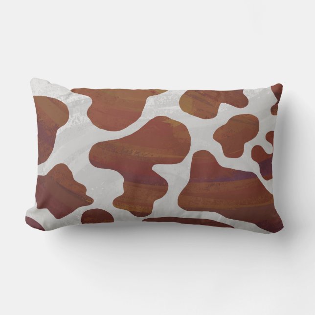 Cow Brown and White Print Lumbar Cushion (Front)