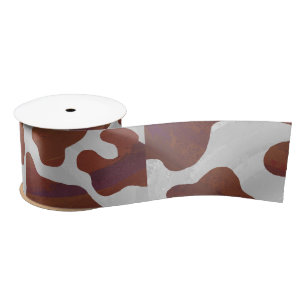 Cow Brown and White Print Satin Ribbon