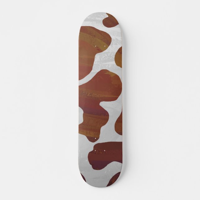 Cow Brown and White Print Skateboard (Front)