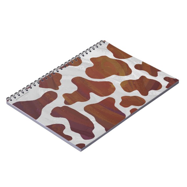 Cow Brown and White Print Spiral Notebook (Left Side)