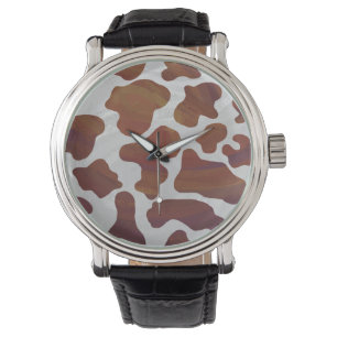 Cow Brown and White Print Watch