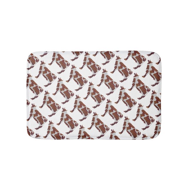 Cow Brown and White Silhouette Bath Mat (Front)
