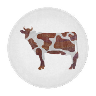 Cow Brown and White Silhouette Cutting Board