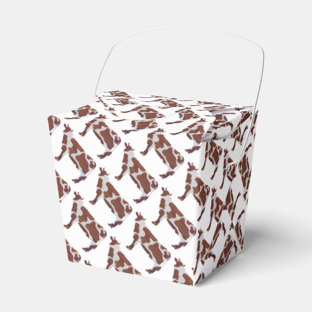 Cow Brown and White Silhouette Favour Box (Front Side)