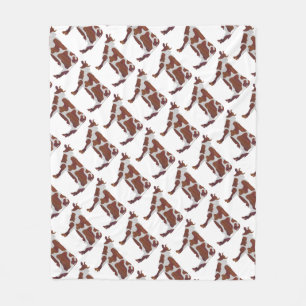 Cow Brown and White Silhouette Fleece Blanket