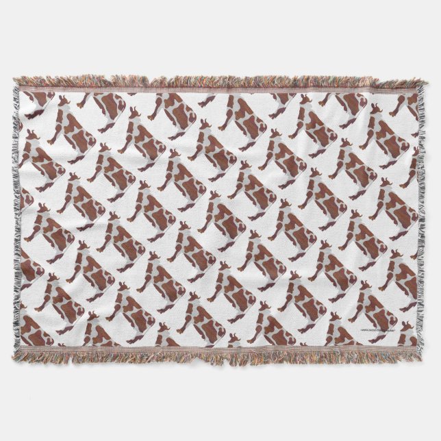 Cow Brown and White Silhouette Throw Blanket (Front)