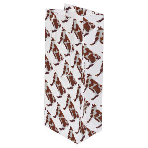 Cow Brown and White Silhouette Wine Gift Bag