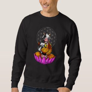 Cow Buddha Zen Yoga Meditation Hindu Flower Of Lif Sweatshirt