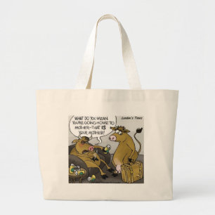 Cow Bull Divorce Funny Cartoon Gifts & Tees Large Tote Bag
