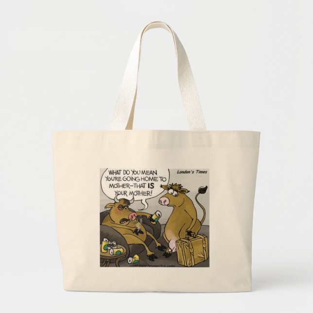 Cow Bull Divorce Funny Cartoon Gifts & Tees Large Tote Bag (Front)