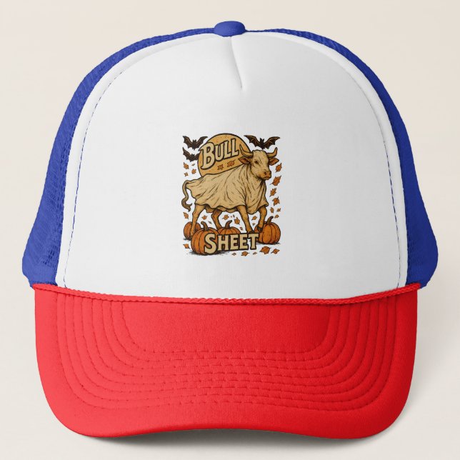 Cow Bull Sheet Halloween Trucker Hat (Front)