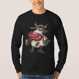 Cow Bull With Coffee Cup T-Shirt