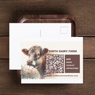 Cow Business QR Code Postcard