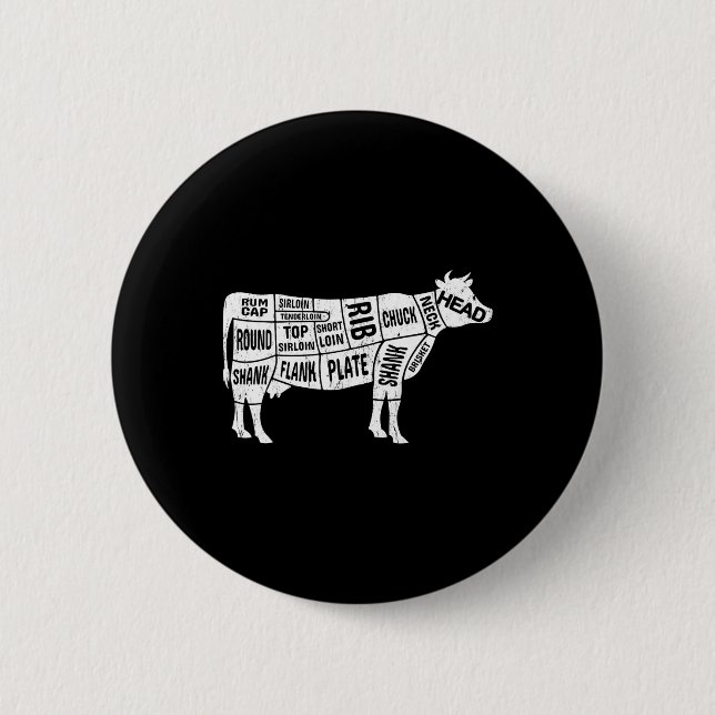 Cow Butcher Tees  6 Cm Round Badge (Front)
