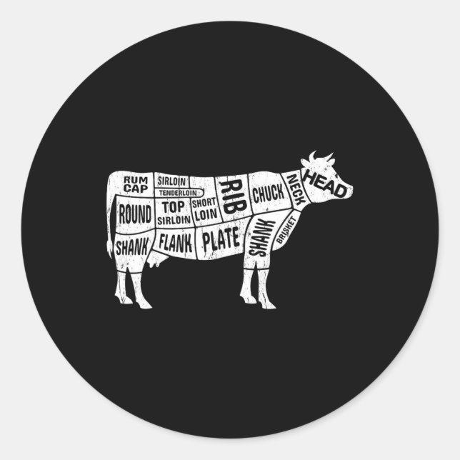 Cow Butcher Tees  Classic Round Sticker (Front)