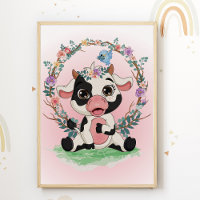 Cow Candy Nursery Print Kids Room Poster