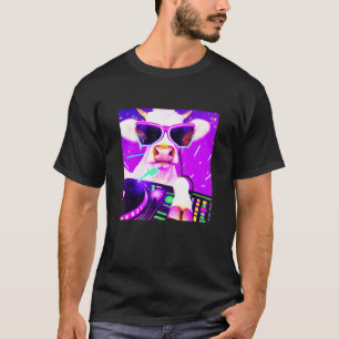Cow Cattle DJ Party Club Disc Jockey Gif EDM Dance T-Shirt